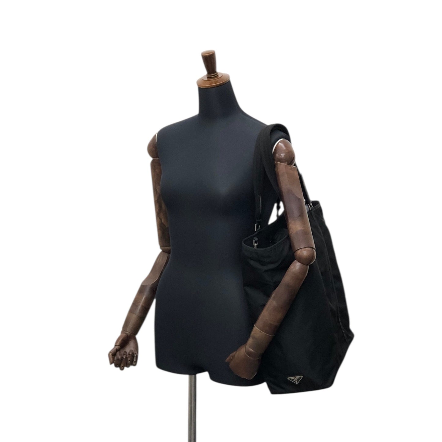 PRADA Tessuto Triangle Logo Totebag Black Vintage ehdcz6