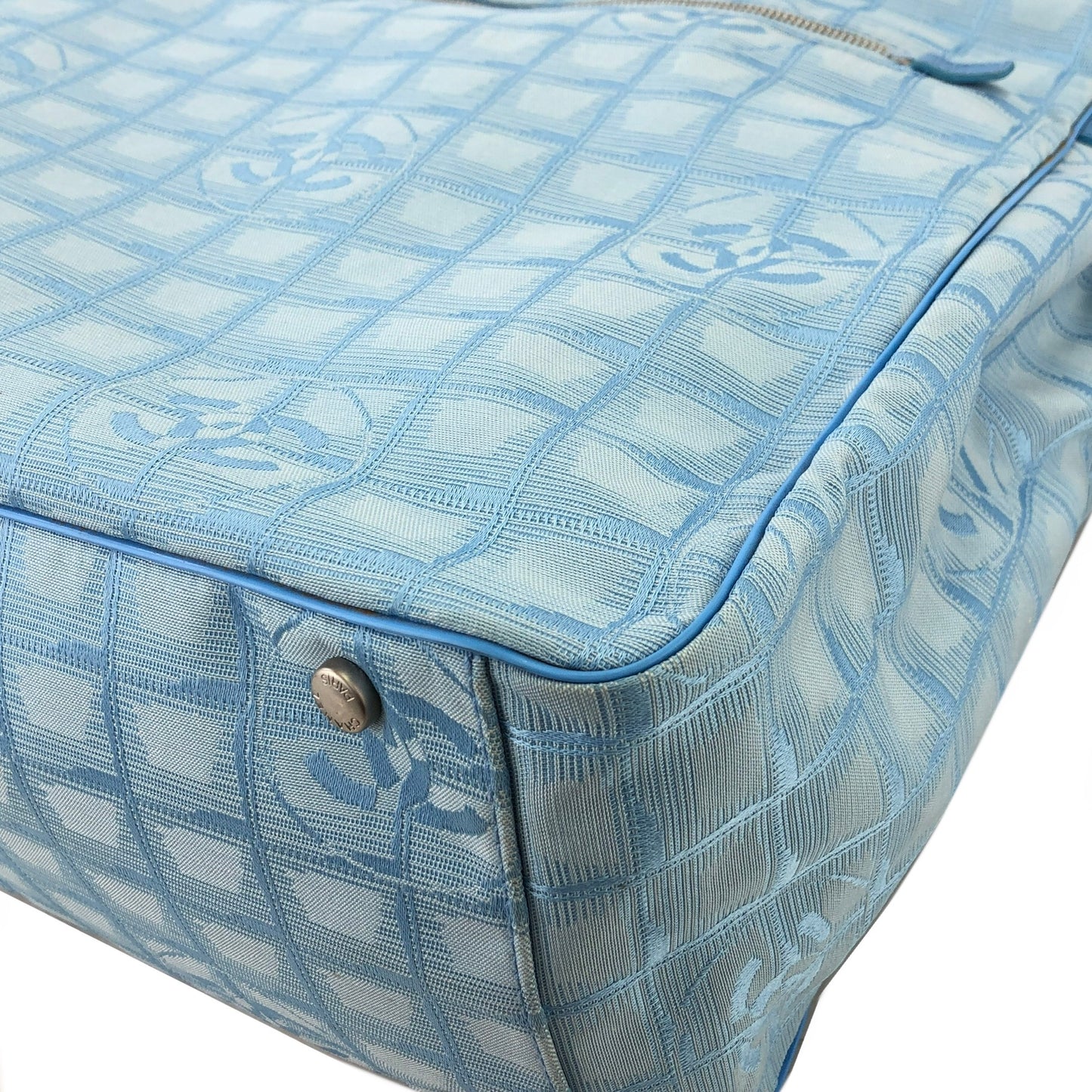 CHANEL New Travel Line Nylon Totebag Light Blue Vintage kmdfg4