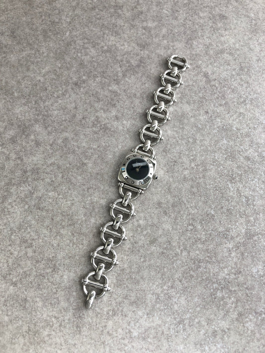 GUCCI Circle Logo Watch Silver 6400L Vintage yvzbem