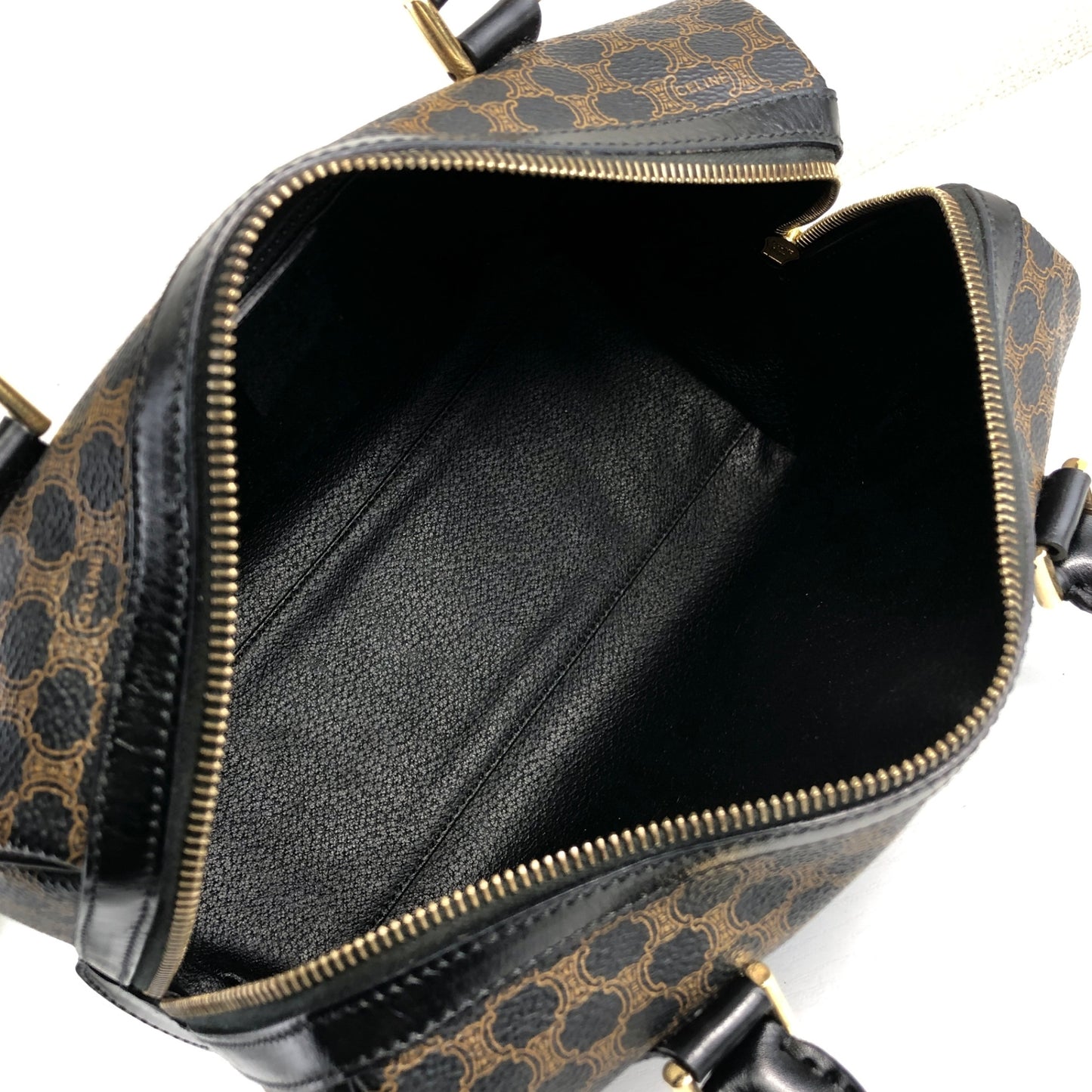 CELINE Macadam Blason Two-way Small Boston bag Shoulder bag Black Vintage wuxab4