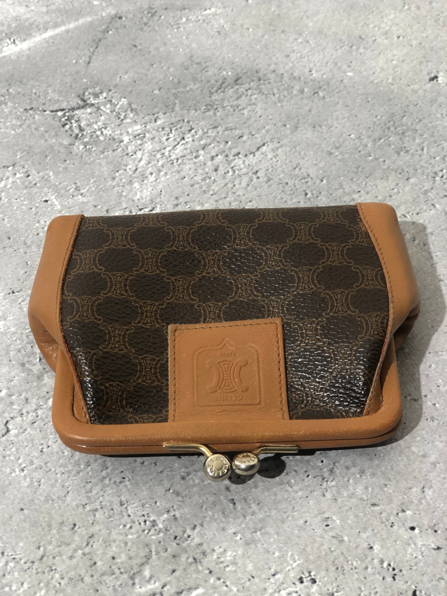 CELINE Macadam Blason 金屬扣零錢包棕色復古 g62ssc