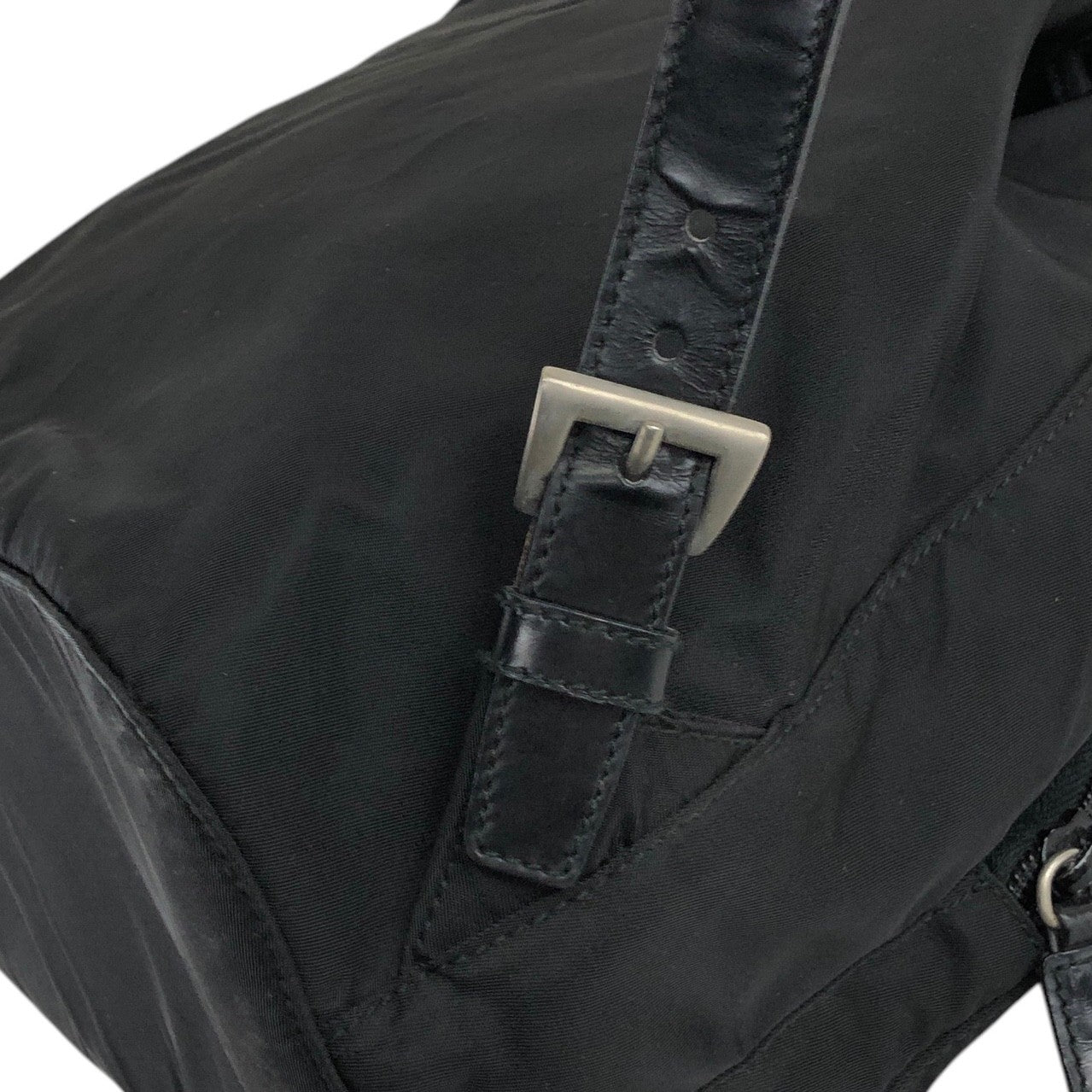PRADA Triangle Logo Double Pocket Backpack Black Vintage mxtwf5