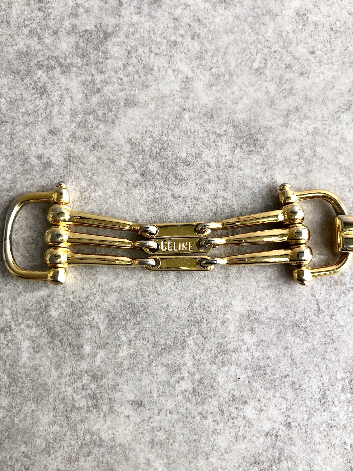 CELINE Horse Bit Bracelet Gold Vintage 3psgja