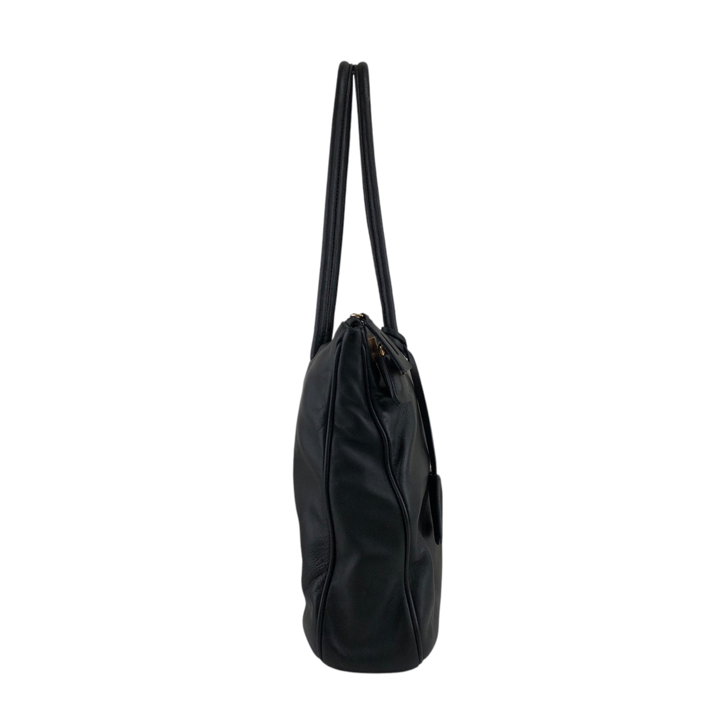 PRADA Logo Embossed Totebag Black Vintage r7ii2c