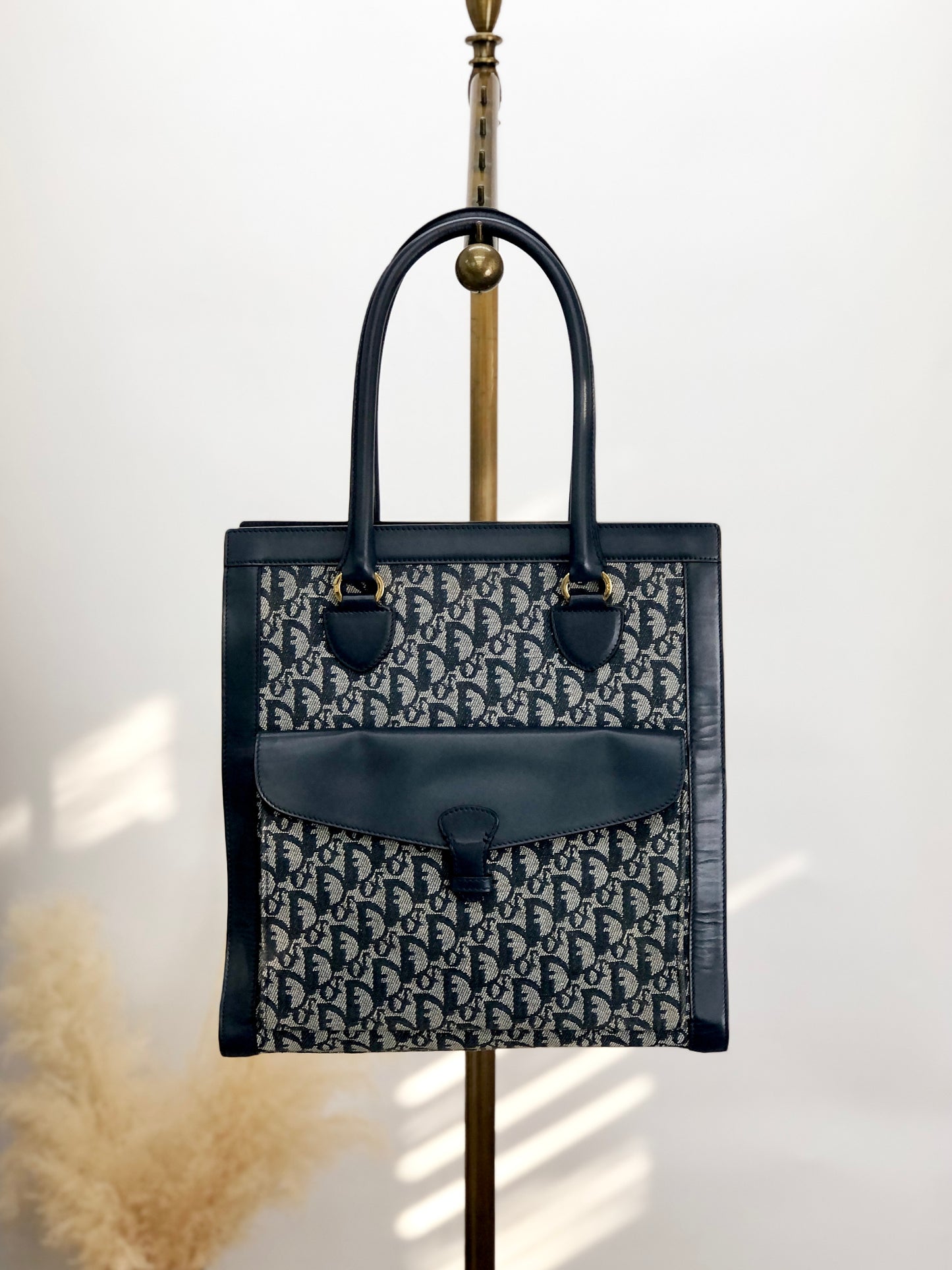 Christian Dior Trotter 前袋肩包托特包海軍藍復古 nak7gb