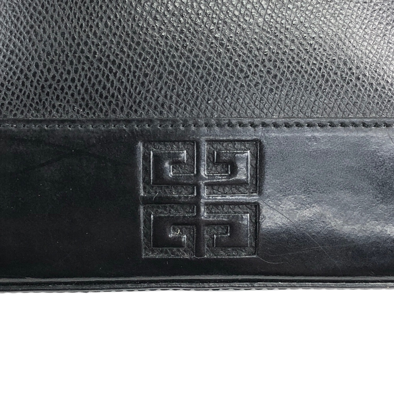 GIVENCHY Logo Embossed Handbag Black Vintage 535hez