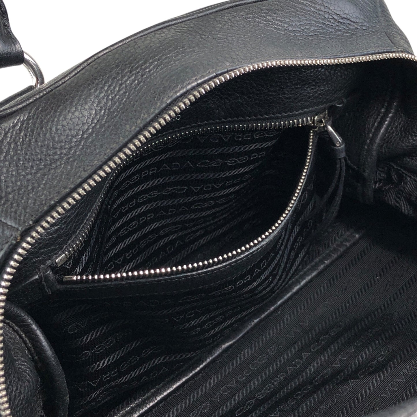 PRADA Logo Two-way Boston bag Shoulder bag Black Vintage sgghkm