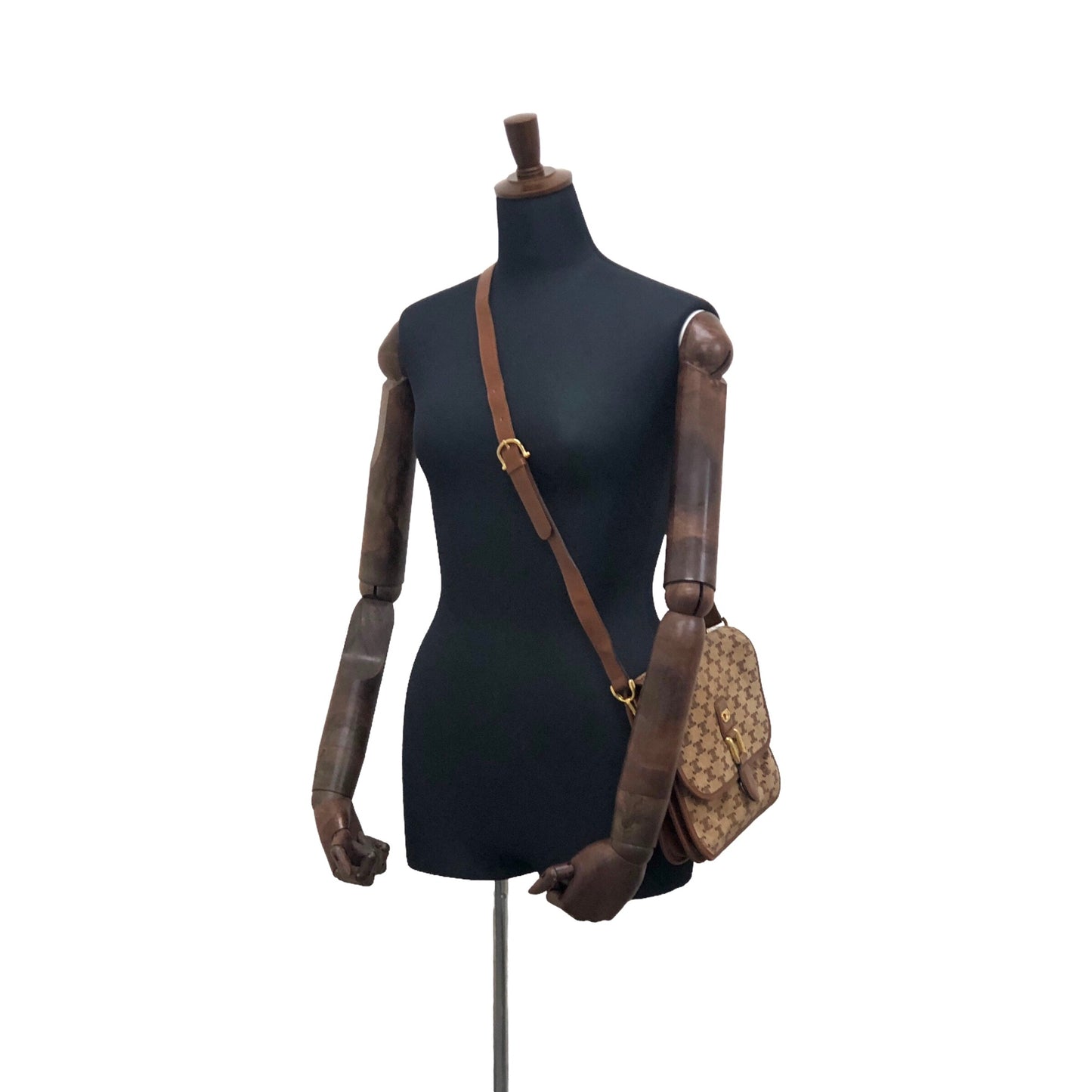CELINE Macadam Blason Shoulder bag Brown Vintage aimcin