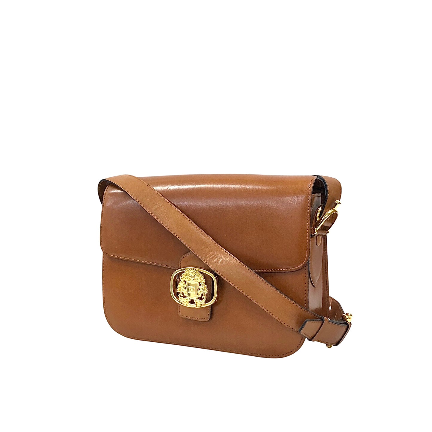CELINE Emblem Motif Shoulder bag Camel Vintage 4zs7bs