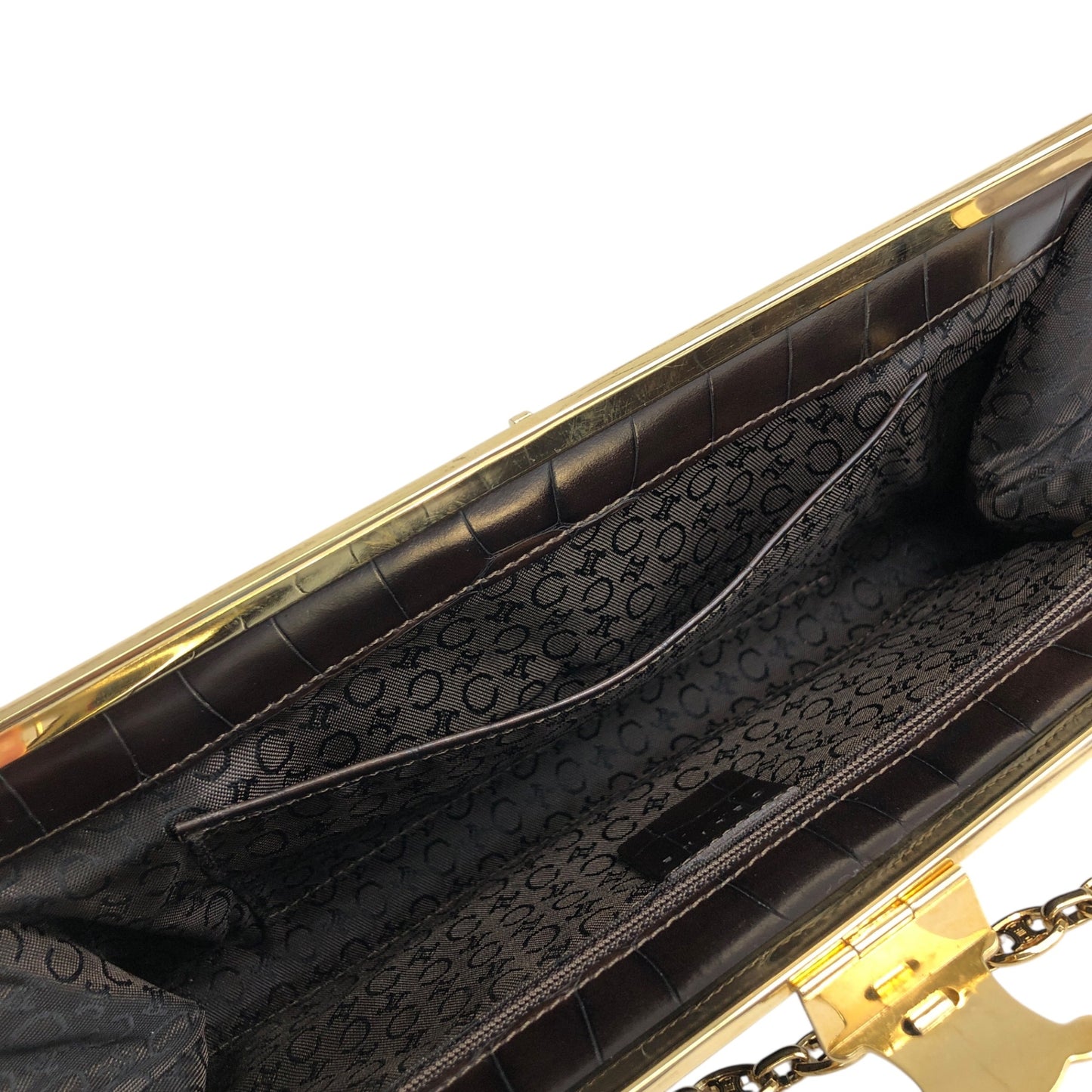 CELINE Triomphe Chain Shoulder bag Brown Vintage tedt2b