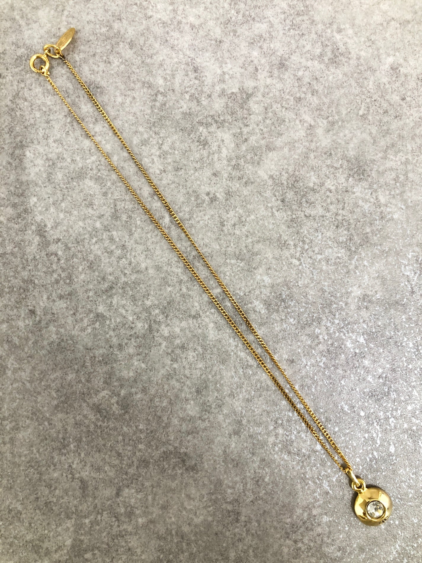 CHANEL Coco Mark Stone Necklace Gold Vintage zy3zit