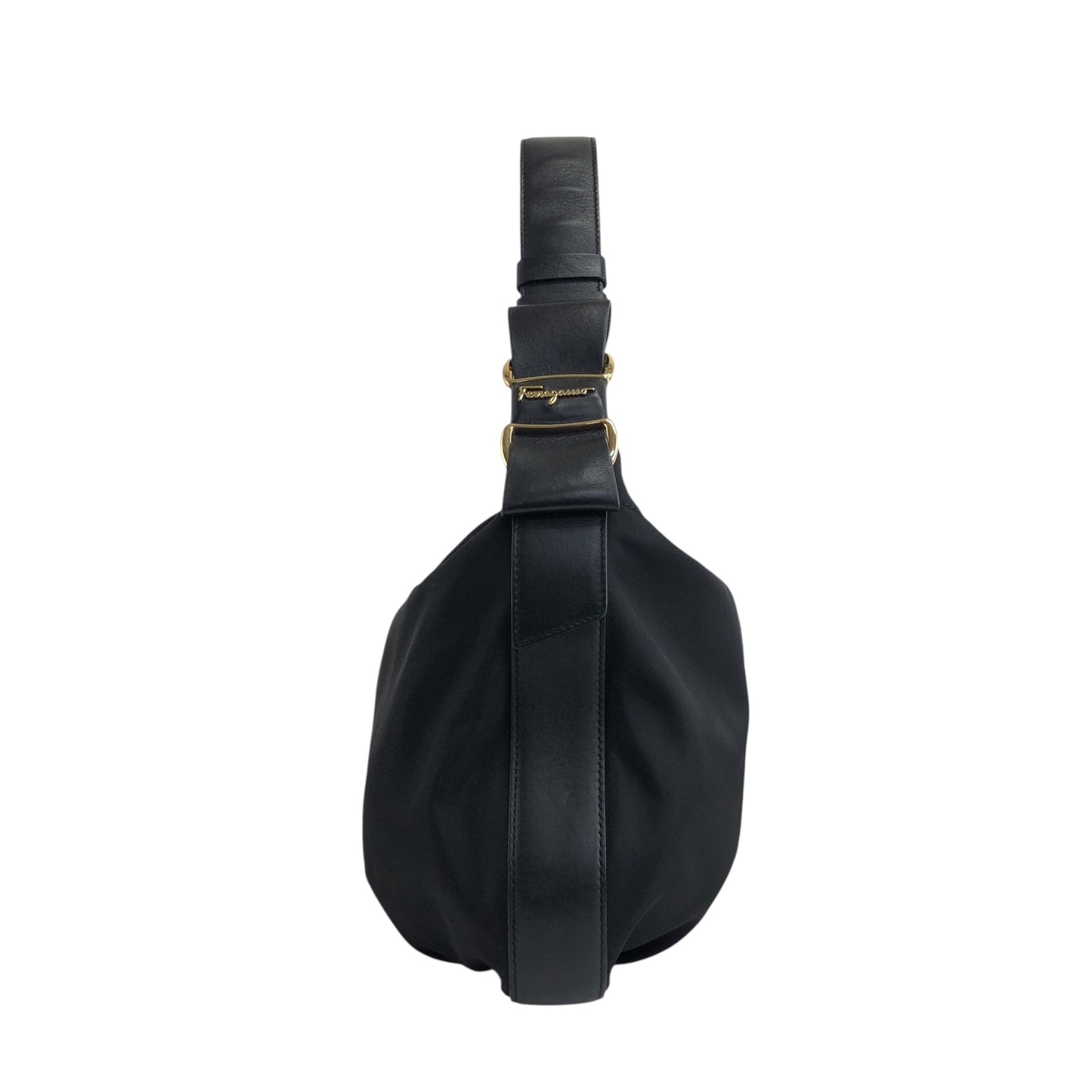 Salvatore Ferragamo Vala Ribbon Shoulder bag Hobobag Black Vintage j5vaua