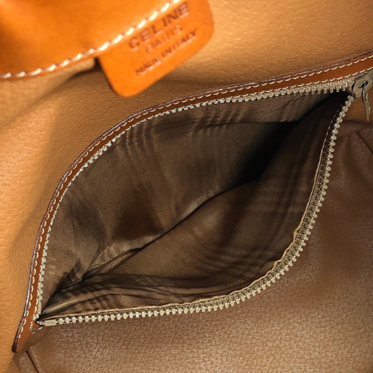 CELINE Macadam Blason Drawstring Shoulder bag Beige Vintage p4favs