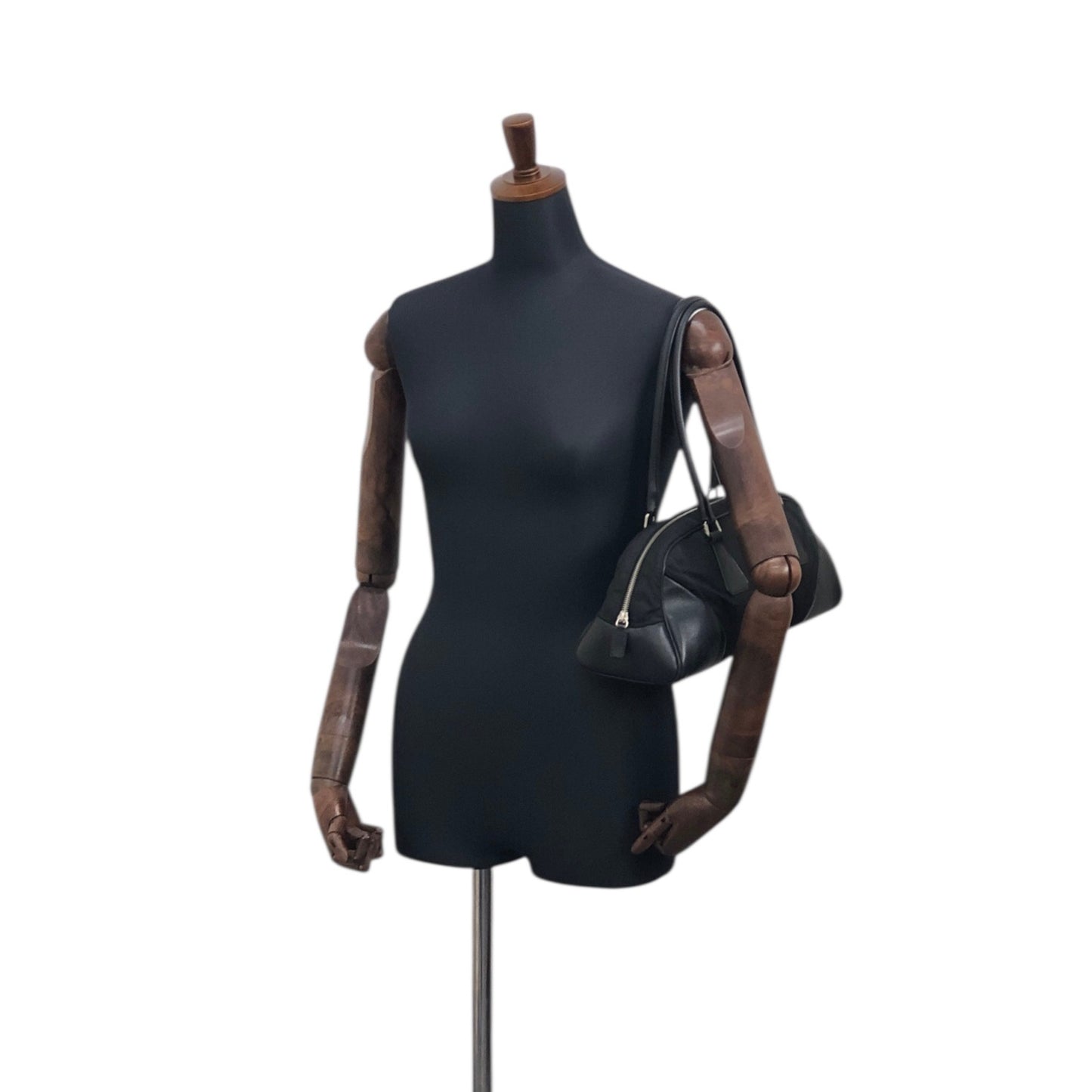 PRADA Triangle Logo Handbag Small Boston bag Black Vintage dhv4zr