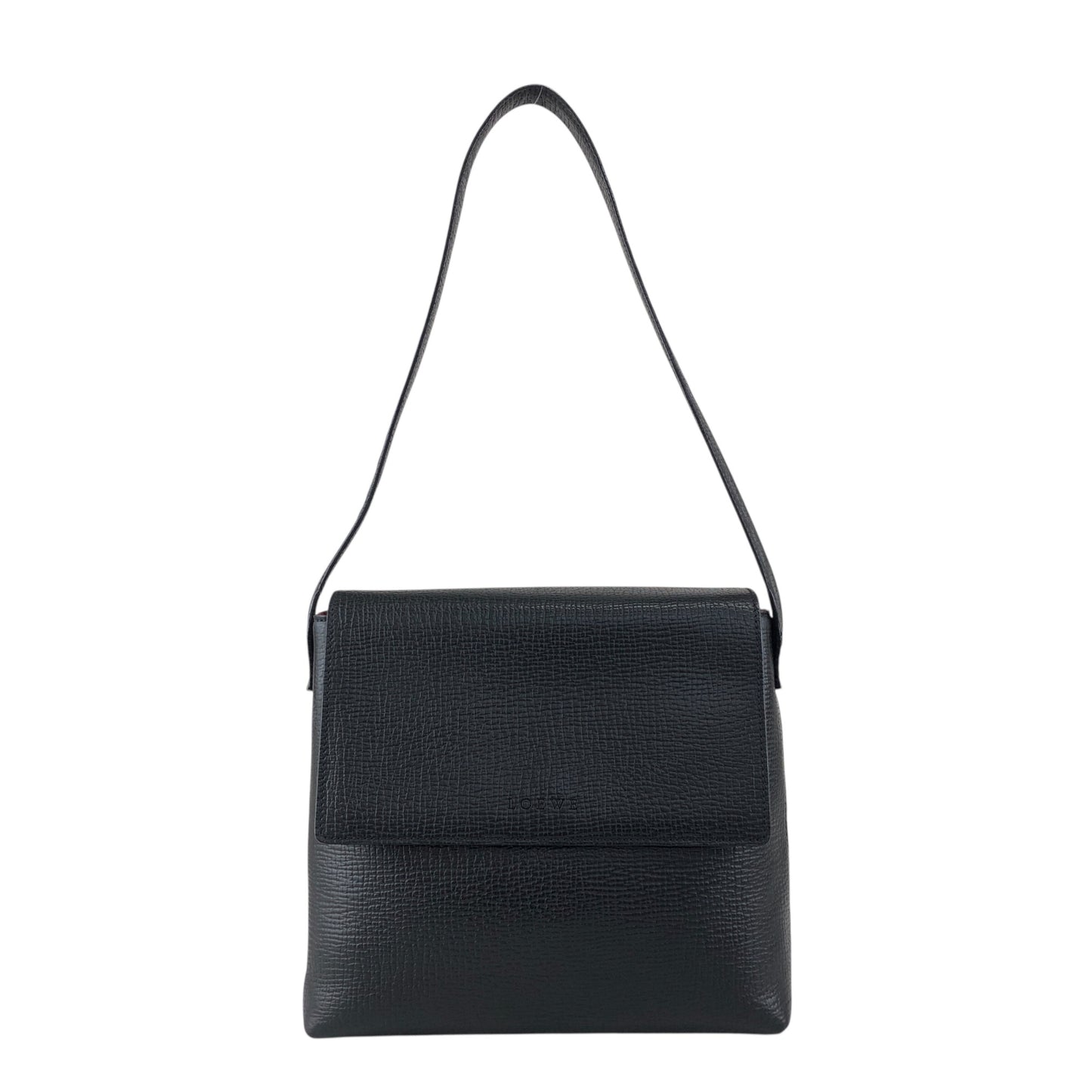 LOEWE Logo Embossed Handbag Shoulder bag Black Vintage rpd54b