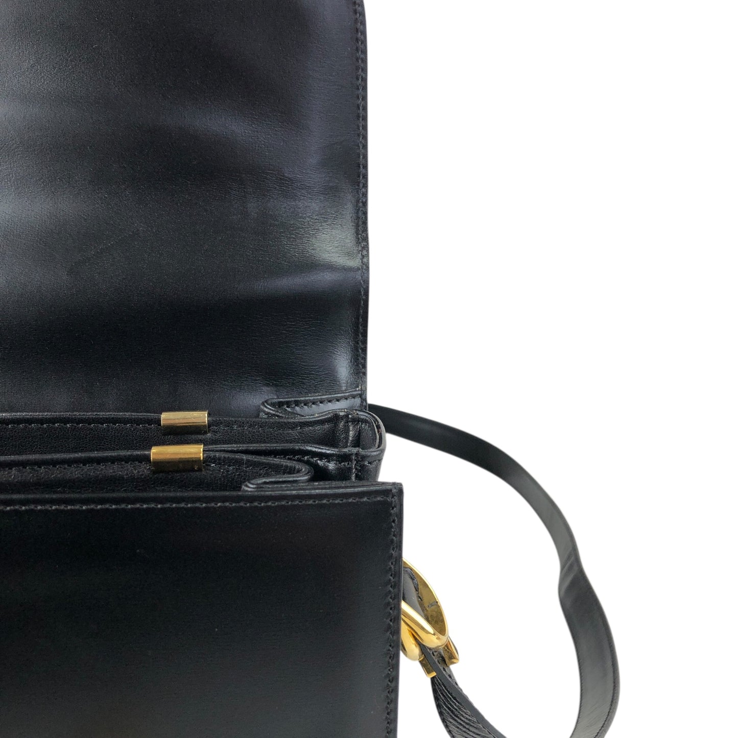 CELINE Horse Carriage Crossbody Shoulder bag Black Vintage 4mrnet
