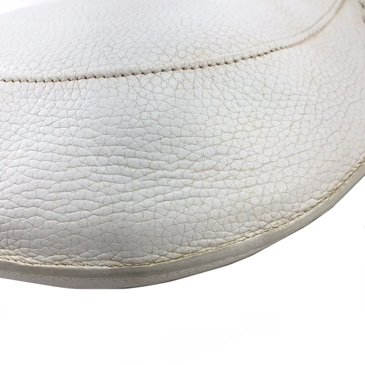 LOEWE Logo Motif Embossed Leather Handbag Hobobag White Vintage 2rsgb7