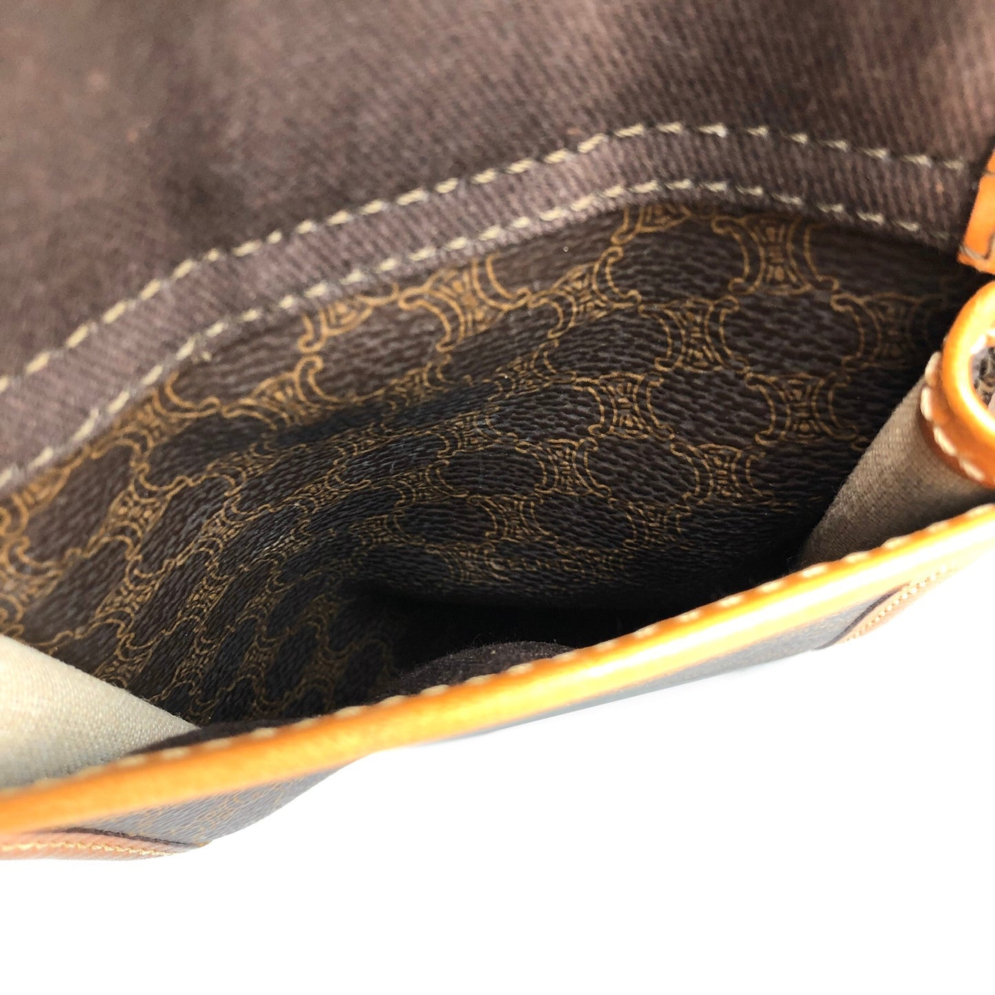 CELINE Macadam Double Pocket Shoulder bag Brown Vintage a3bmb4
