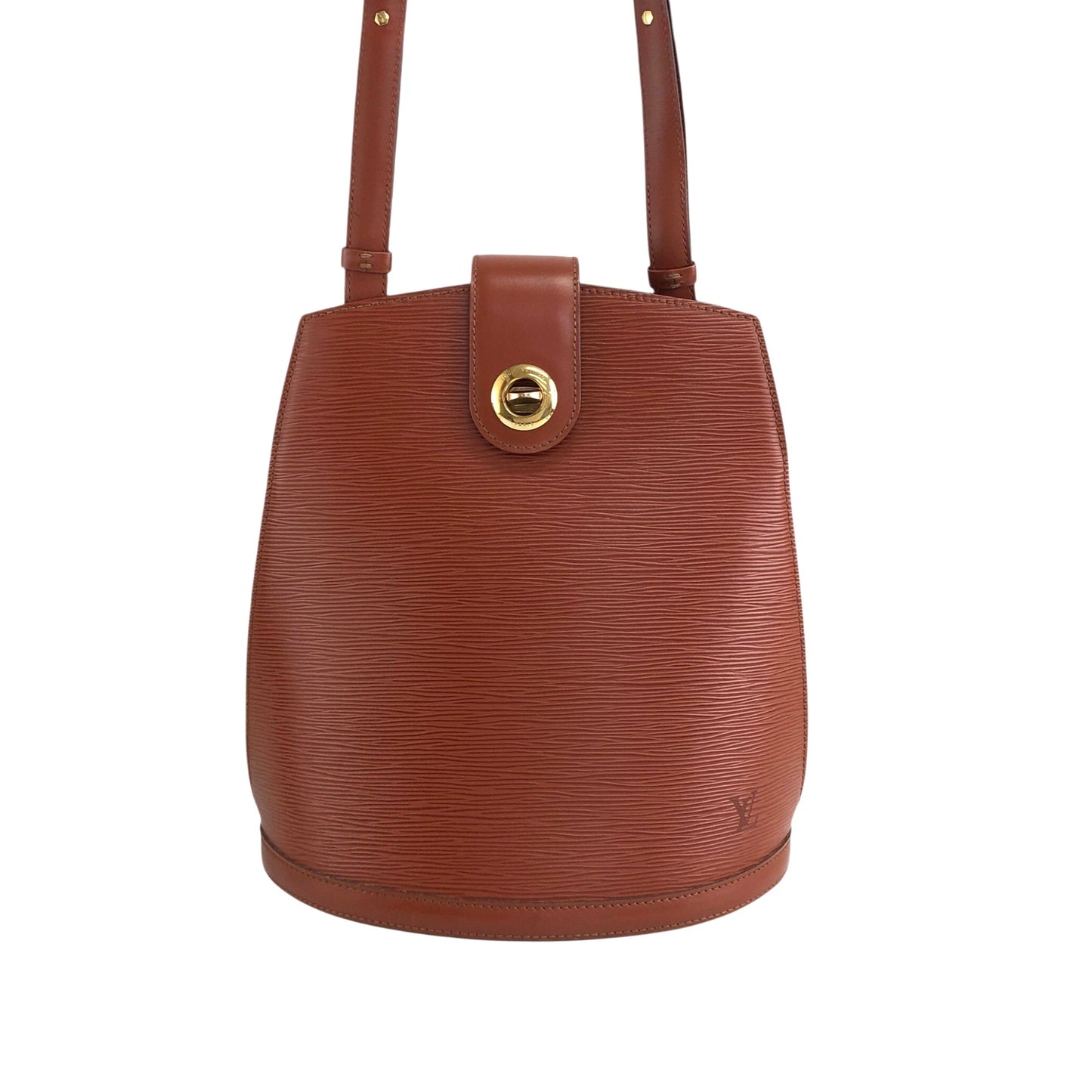 LOUIS VUITTON Epi Turn Lock Shoulder bag Brown Vintage fn4d5c