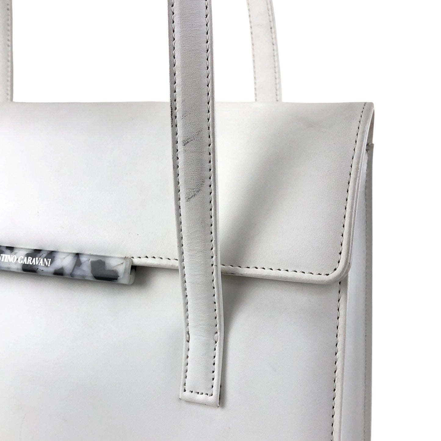 VALENTINO GARAVANI Logo Handbag White Vintage rfwnhz