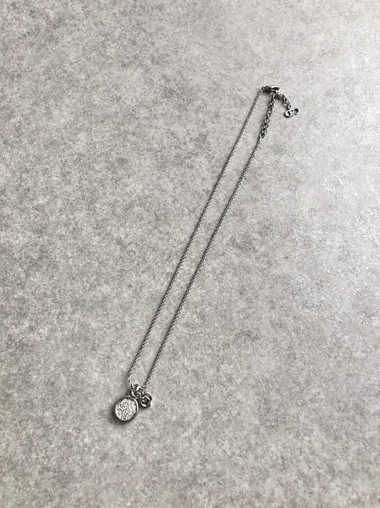 Christian Dior CD Logo Stone Necklace Silver Vintage f585fn