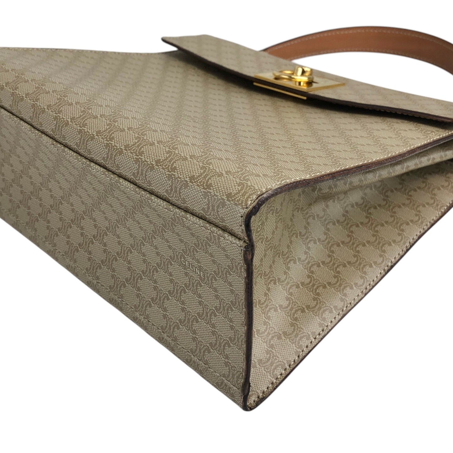 CELINE Macadam Gancini Handbag Beige Vintage 73dnvv