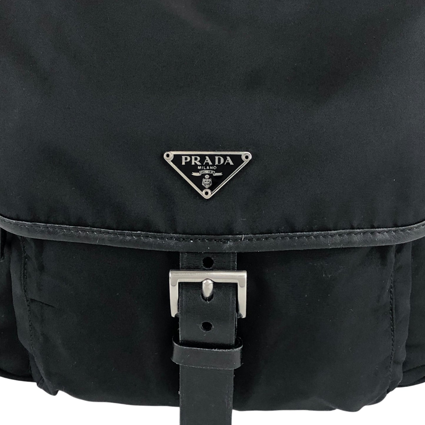 PRADA 三角形標誌前扣單肩包黑色復古 5spz5k