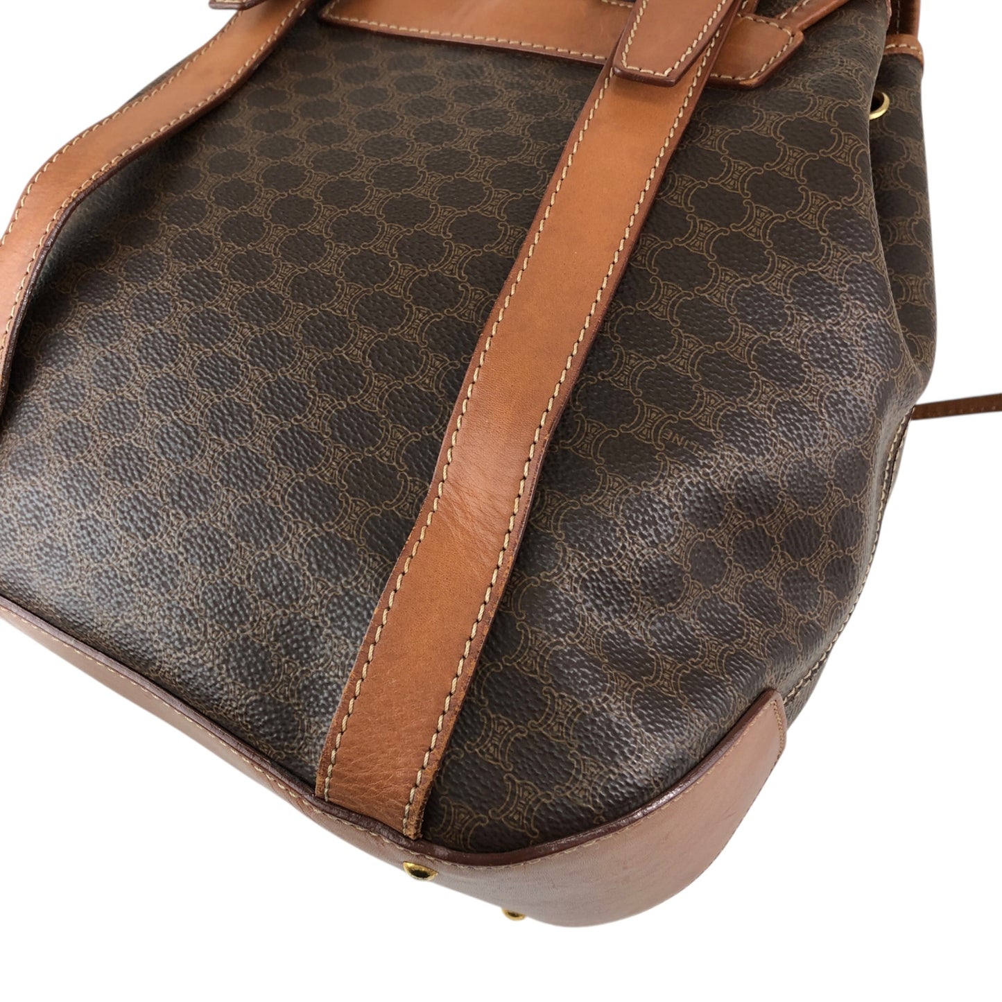 CELINE Macadam Front Buckle Backpack Brown Vintage 6yeab5