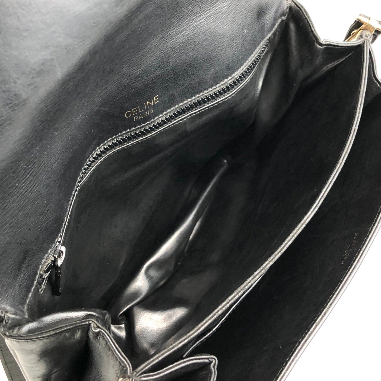 CELINE Blason Flap Shoulder bag Black Vintage txzb37