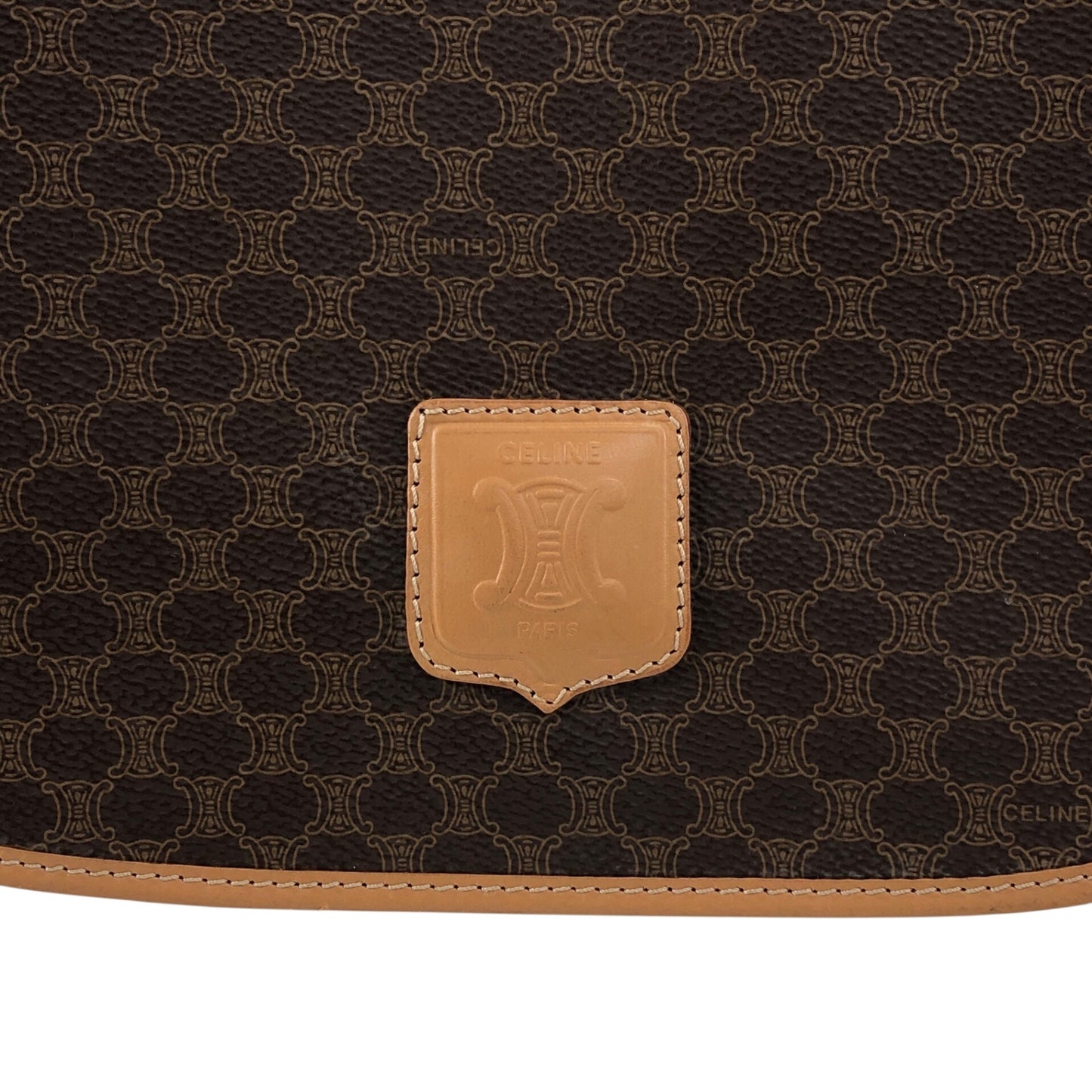 CELINE Macadam Blason Flap Shoulder bag Brown Vintage kbjacj