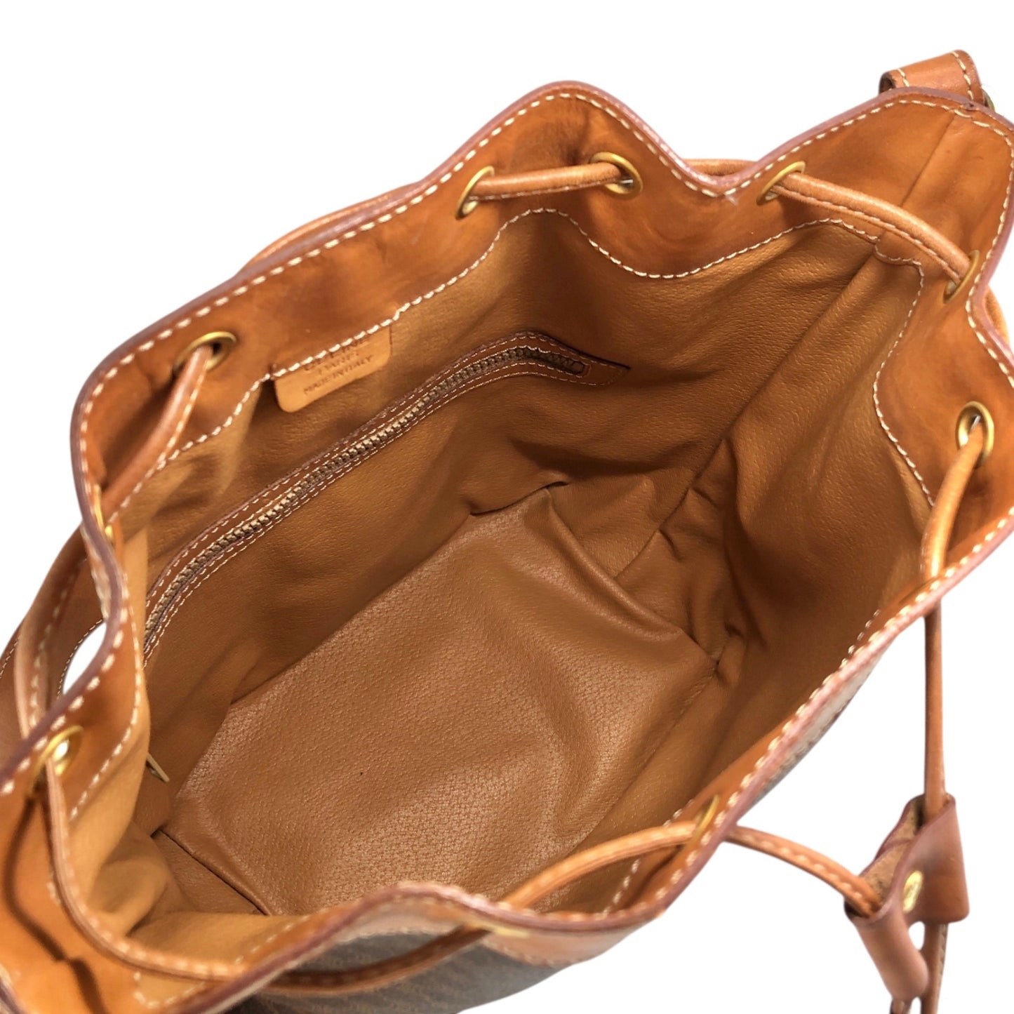 CELINE Macadam Blason Drawstring Shoulder bag Brown Vintage y4ma84