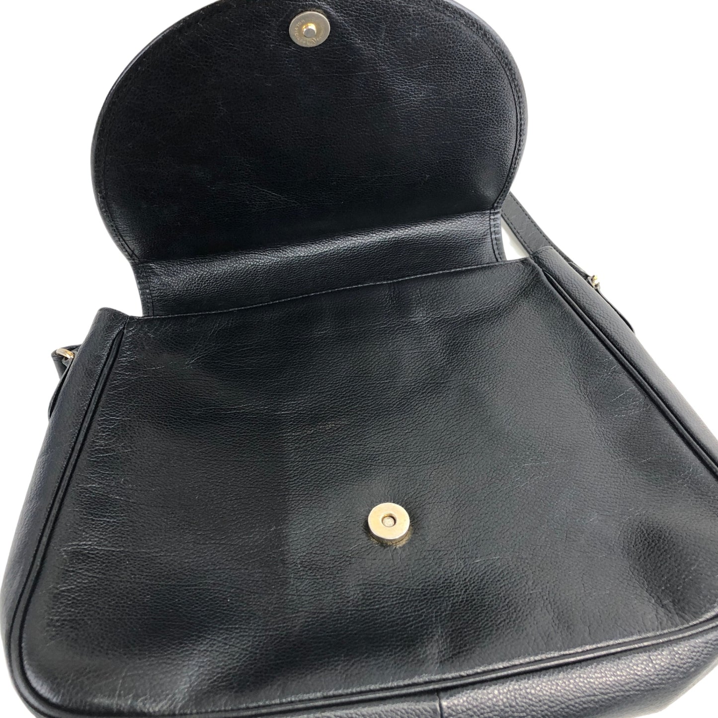 Yves Saint Laurent YSL Logo Stitch Leather Shoulder bag Black Vintage gscvrw