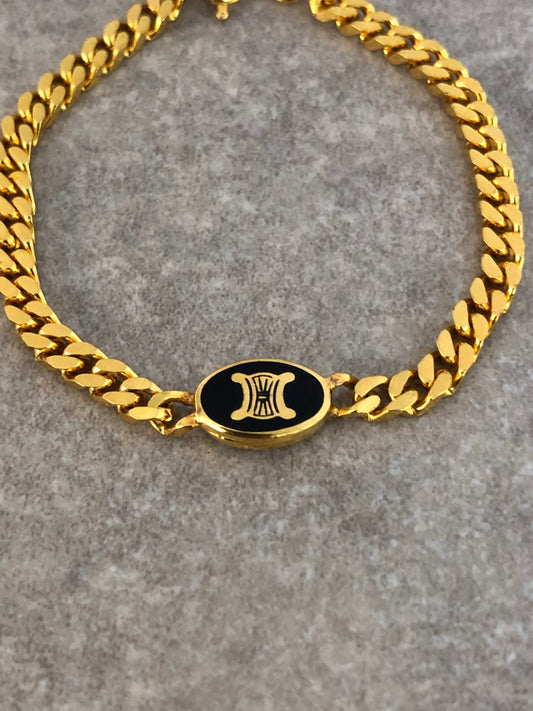 CELINE Triomphe Bracelet Gold Vintage 4efgar