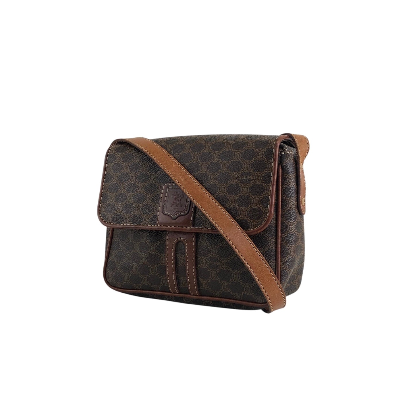 CELINE Macadam Blason Shoulder bag Brown Vintage 2d8taf