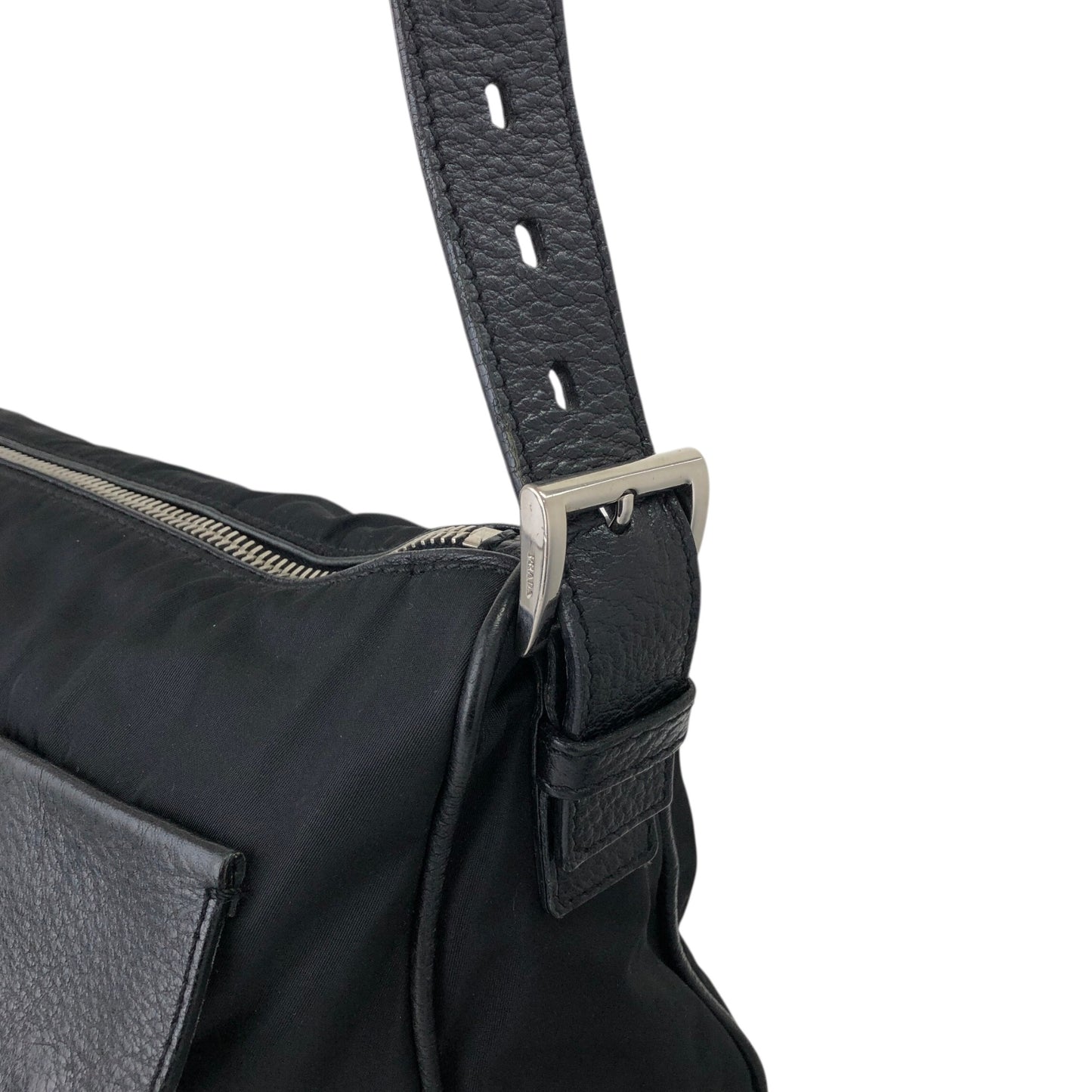 PRADA Triangle Logo Shoulder bag Black Vintage p74gfa