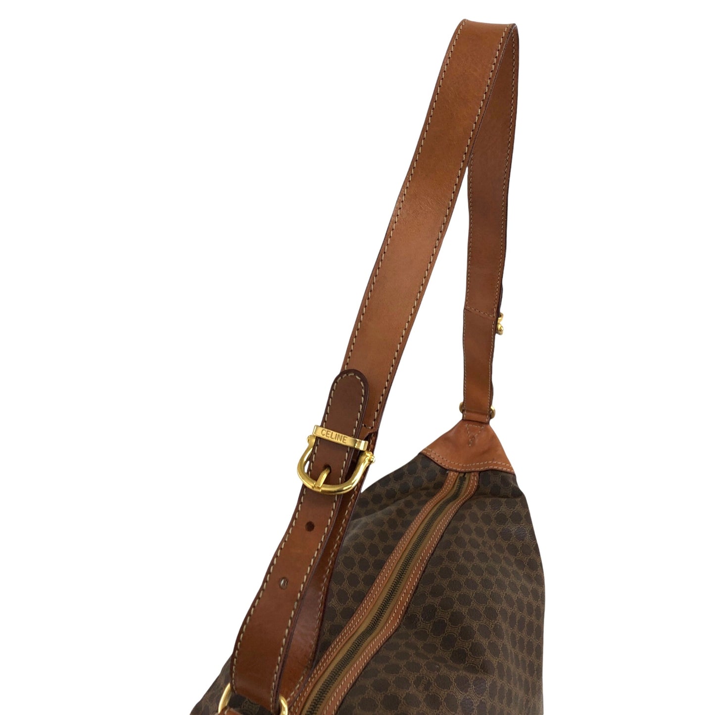 CELINE Macadam Round Shoulder bag Brown Vintage ckh8g4