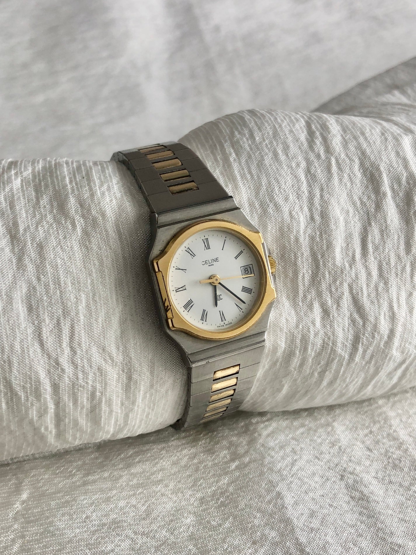 CELINE Logo Watch Silver×Gold 2245 Vintage d4racx – VintageShop solo