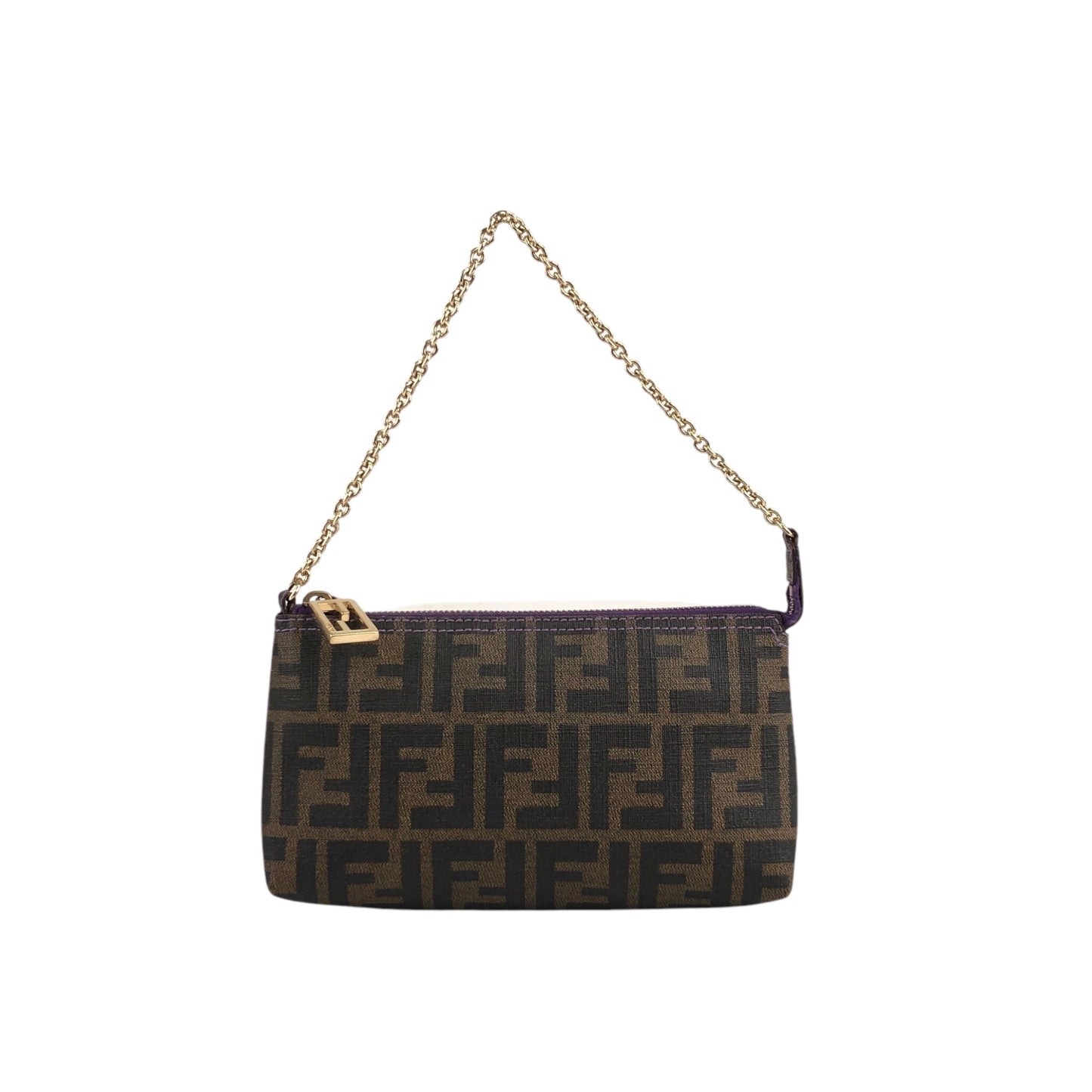 FENDI Zucca Chain Handbag Brown Vintage 2cxwge