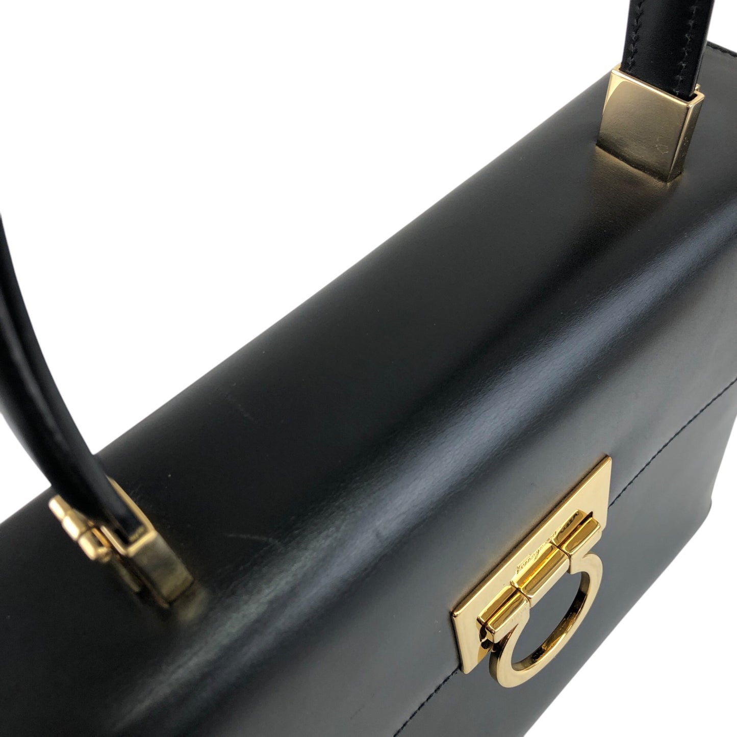 Salvatore Ferragamo Gancini Two-way Handbag Shoulder bag Black Vintage dudz6b