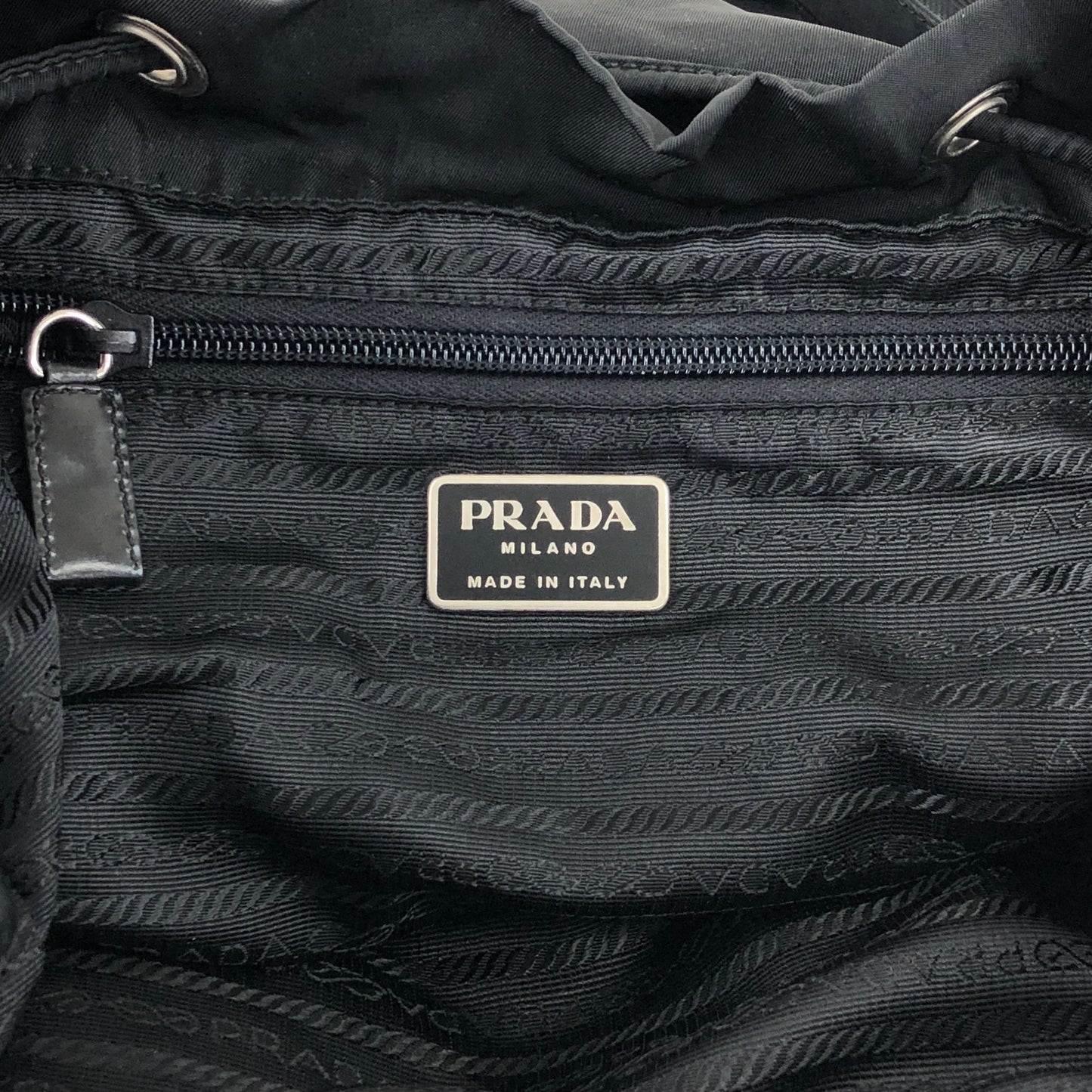 PRADA Tessuto Triangle Logo Double Pocket Backpack Black Vintage 3pvjac