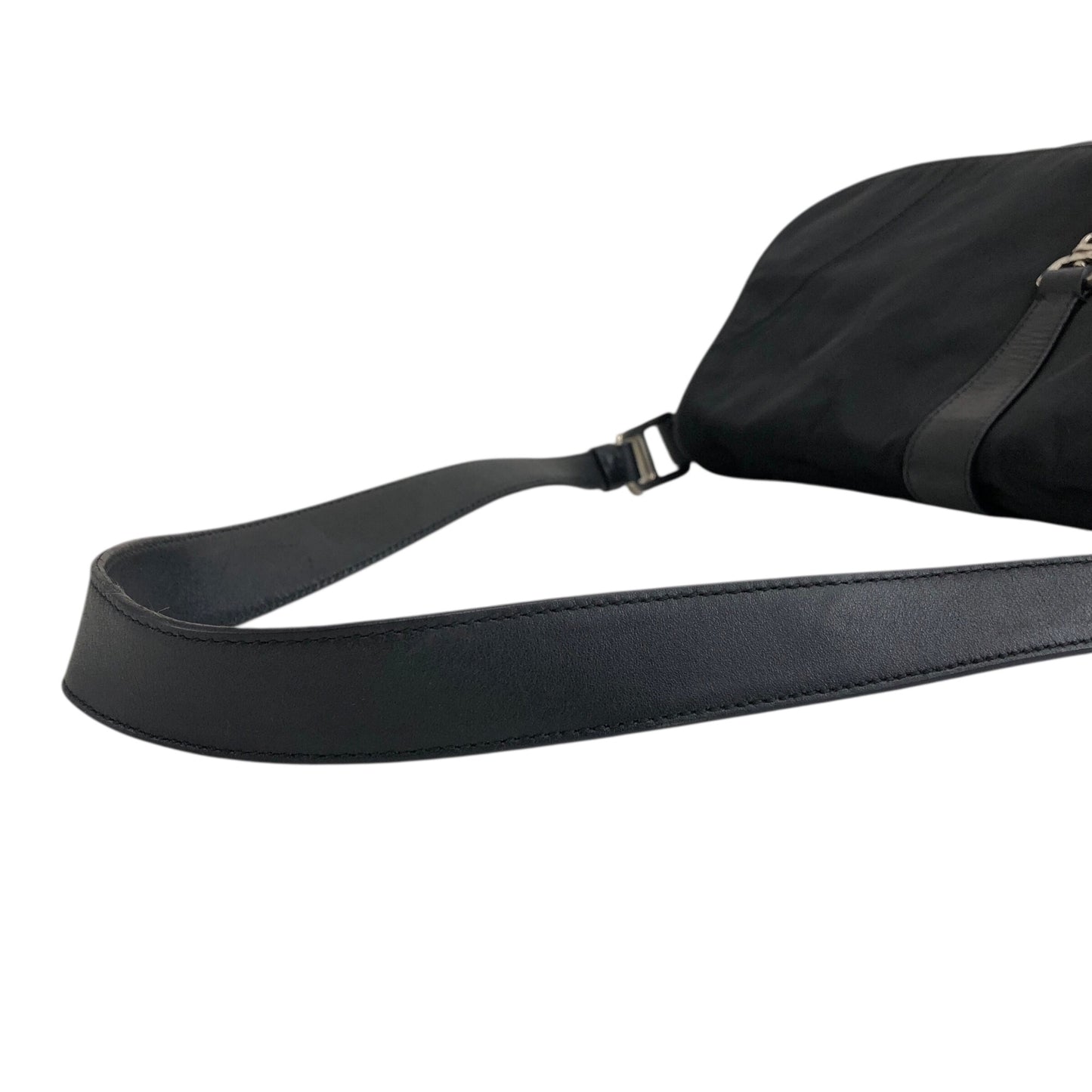 PRADA Triangle Logo Front Buckle Shoulder bag Black Vintage dwjuwu