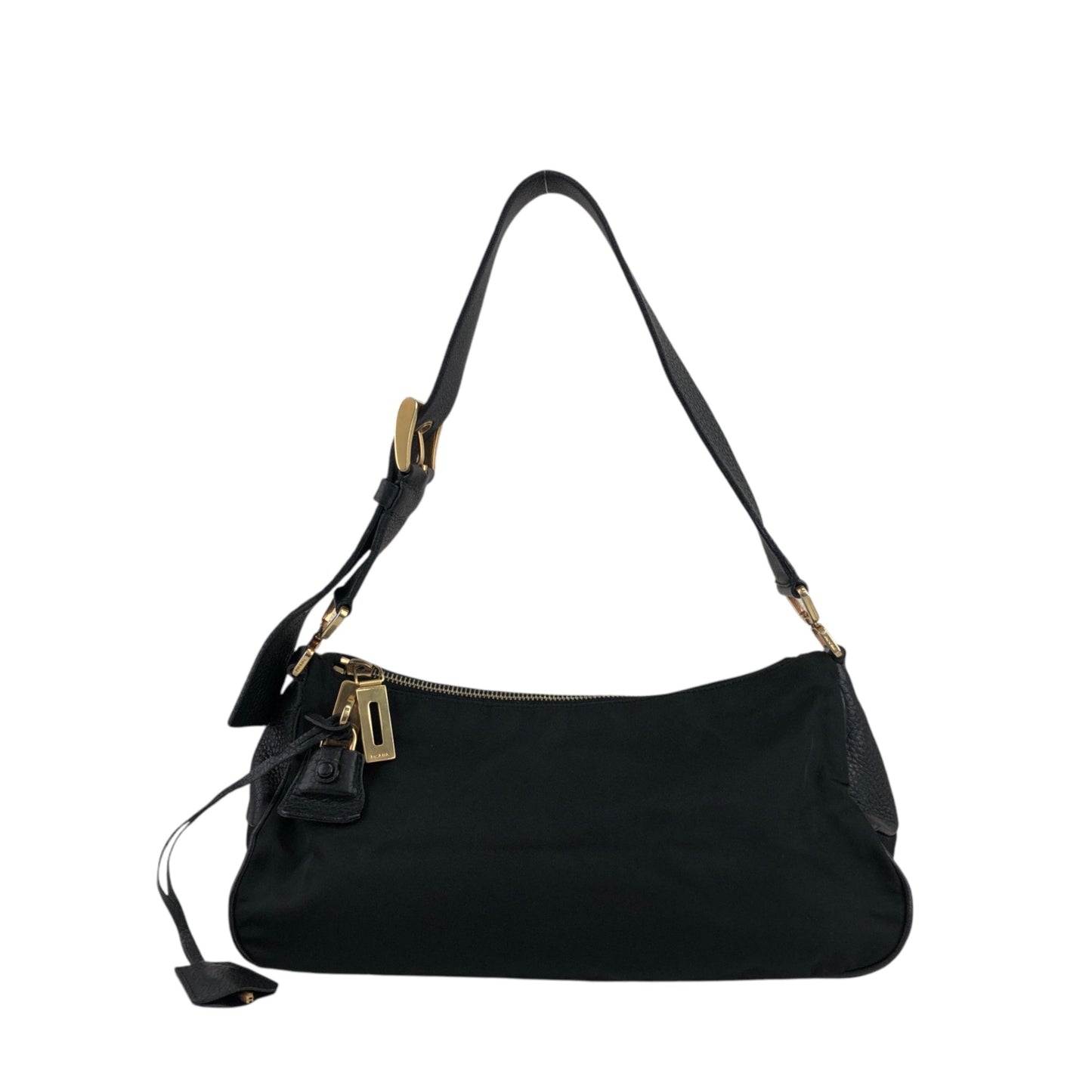 PRADA Triangle Logo Padlock Shoulder bag Black Vintage diw6aj