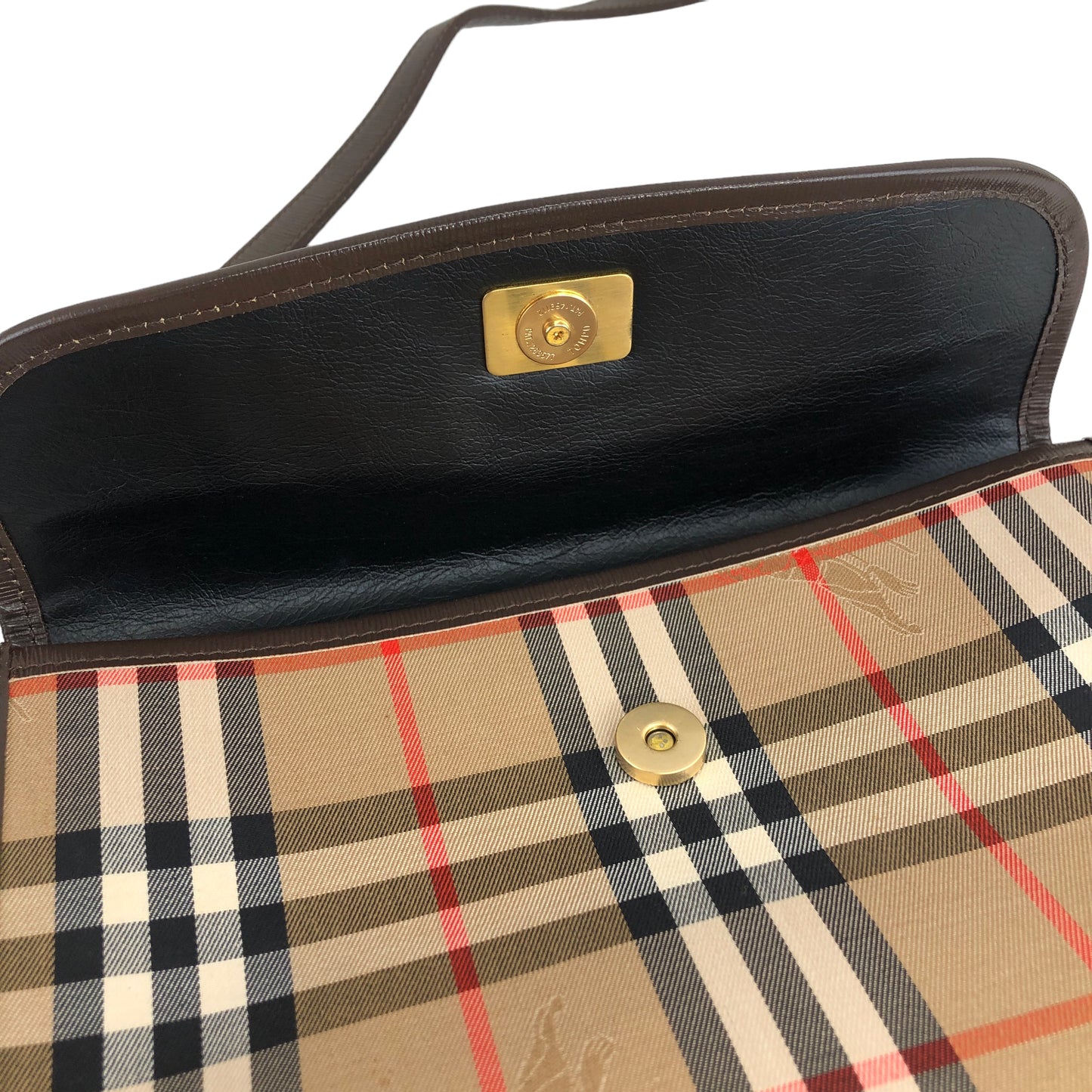 BURBERRY Classic Check Canvas Leather Shoulder bag Beige Brown Vintage sxruwc