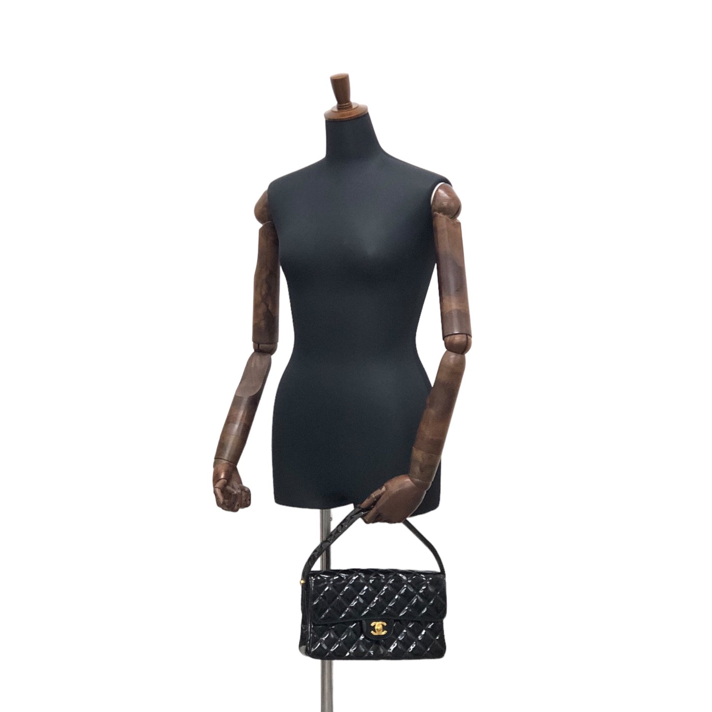 CHANEL Matelasse Coco Mark 手提包黑色復古 kdmcy3