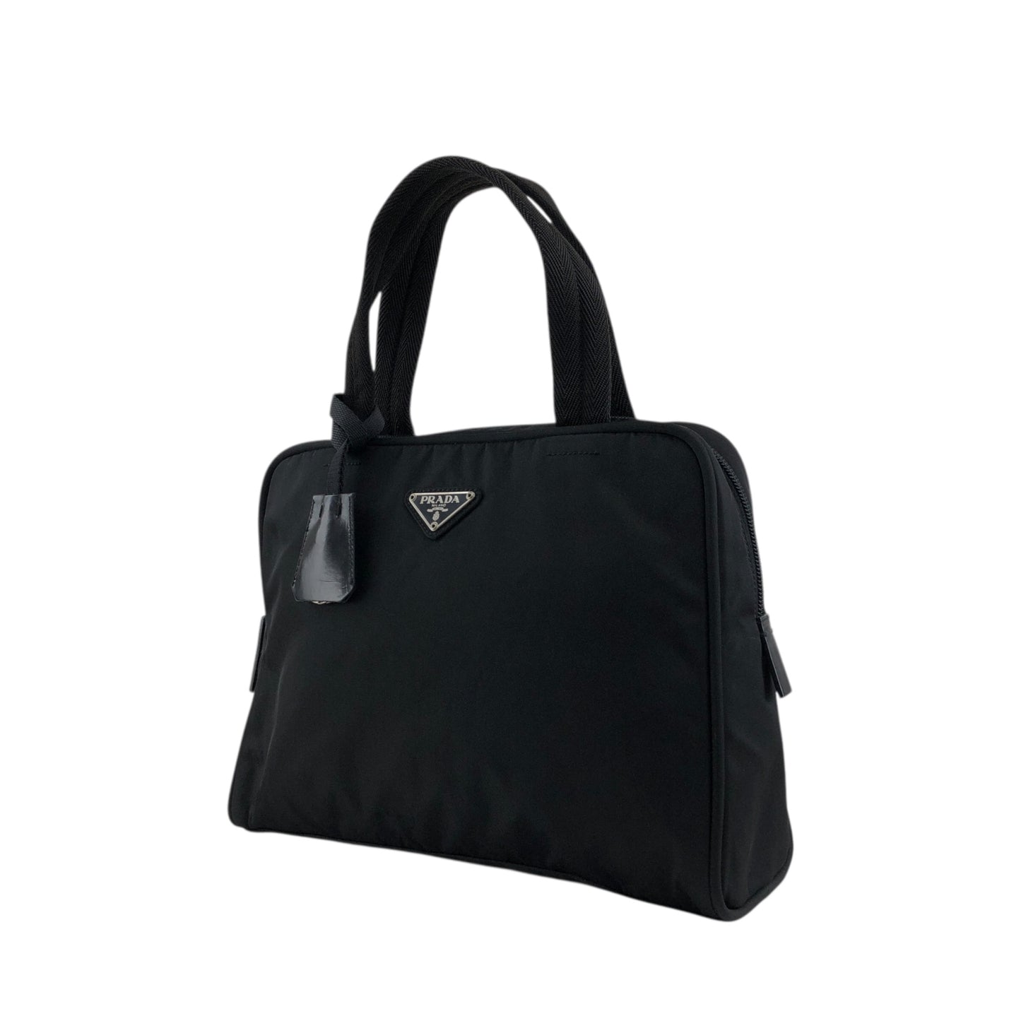 PRADA Tessuto Triangle Logo Handbag Black Vintage 47smar