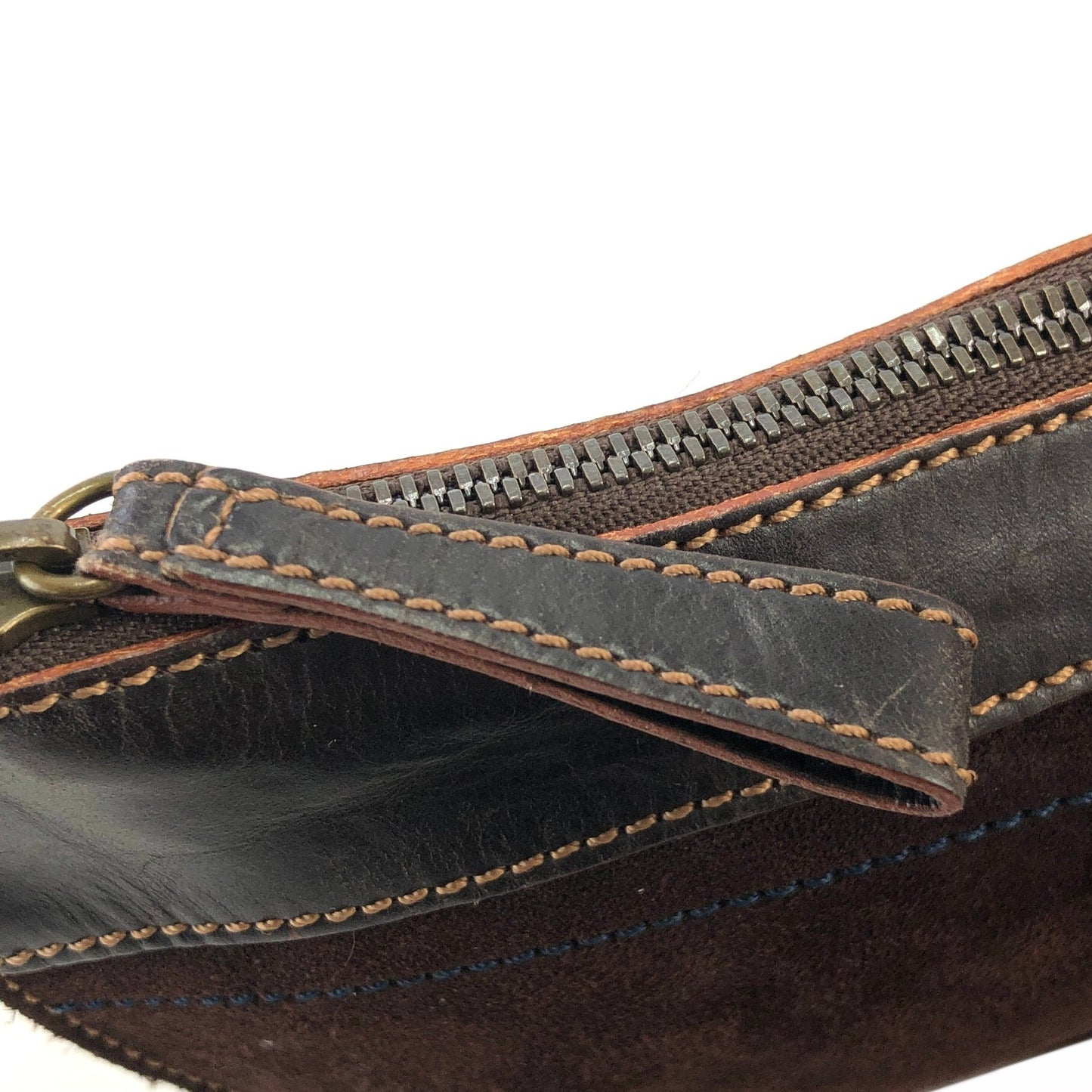 LOEWE Anagram Suede Leather Pouch Brown Vintage xww4yf