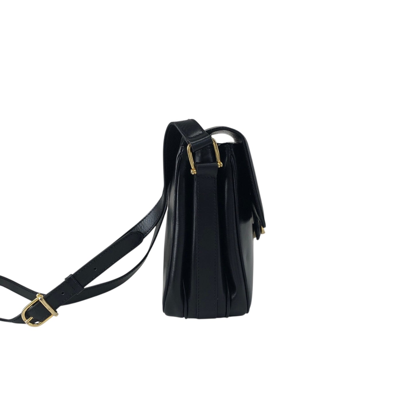CELINE Horse Bit Crossbody Shoulder bag Black Vintage pv63af