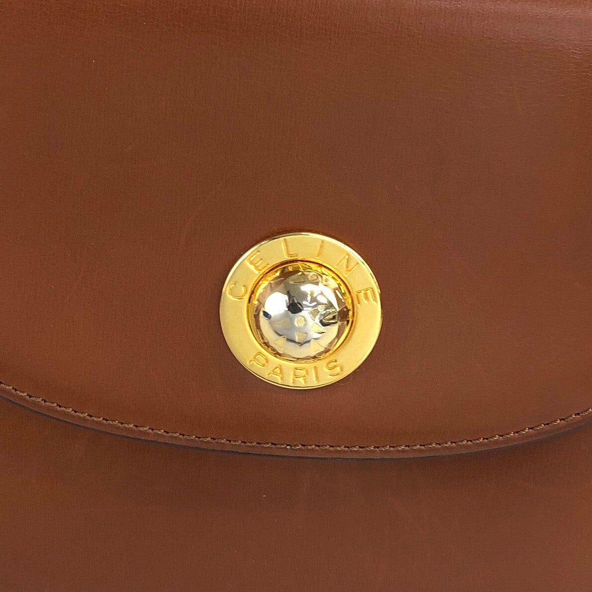 CELINE Starball Leather Small Chain Shoulder bag Brown Vintage spbb4m