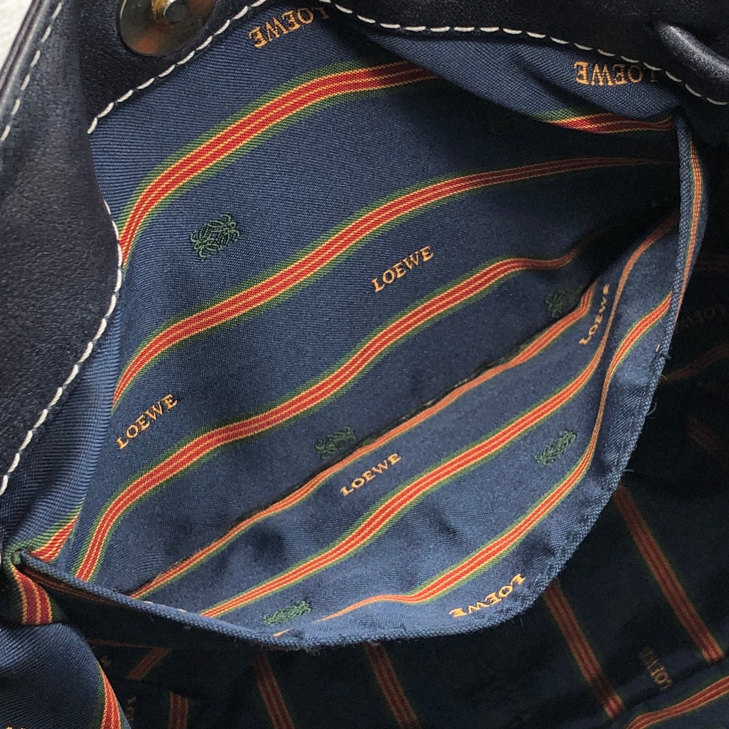 LOEWE Anagram Drawstring Shoulder bag Navy Vintage 3vjxri