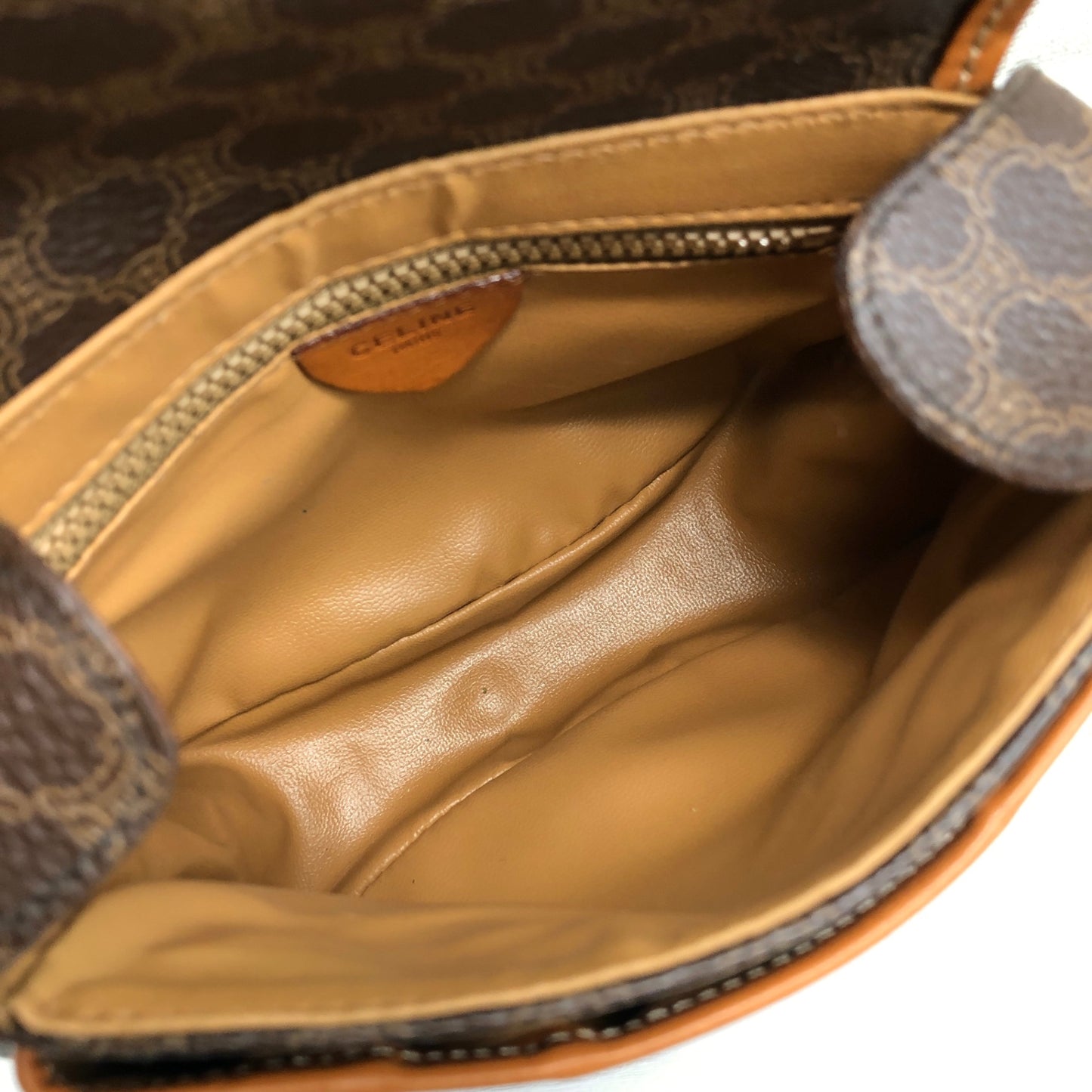 CELINE Macadam Blason Front Buckle Shoulder bag Brown Vintage msur28